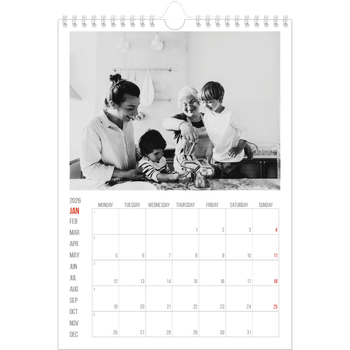 A4 Photo Calendar — Red highlights