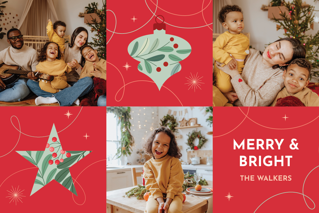 Cards — Festive shapes - red