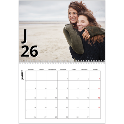 A4 Double Photo Calendar — Letter style [January]