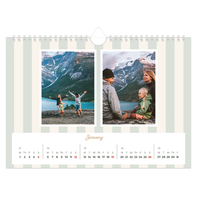 A4 Landscape Photo Calendar — Script and stripes [January]