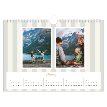 A4 Landscape Photo Calendar — Script and stripes