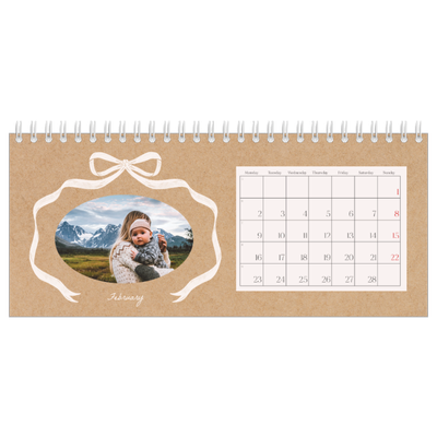 Desk calendars — Kraft and bow [February]
