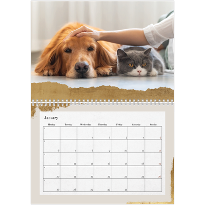A4 Double Photo Calendar — Classic Gold [January]