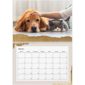 A4 Double Photo Calendar — Classic Gold