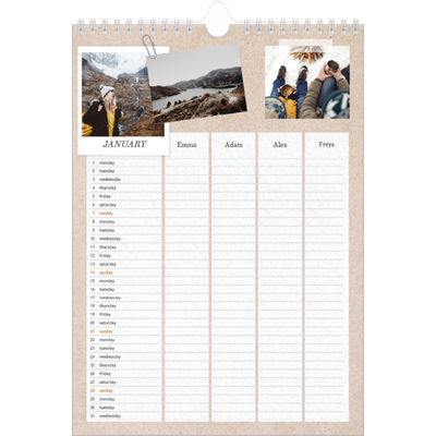 A4 Family Planner — Crafted Planner - Family of 4 [January]