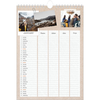 A4 Photo Calendar — Crafted Planner - Family of 4