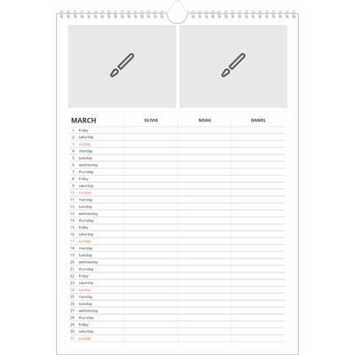 A3 Family Planner — Design your own planner - Family of 3 [March]