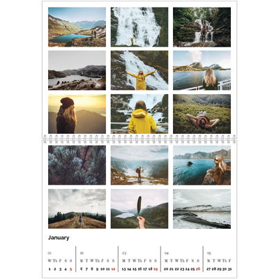 A4 Double Photo Calendar — Picture grid [January]