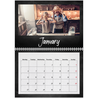 A4 Double Photo Calendar — Chalkboard style [January]
