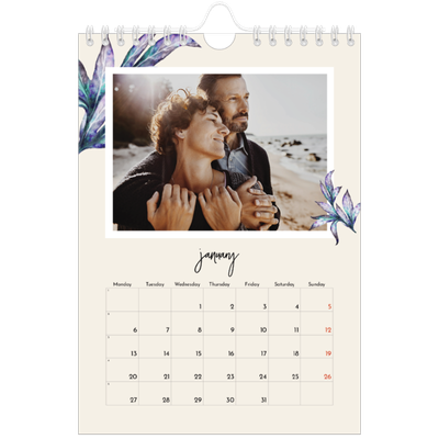 A5 Photo Calendar — Painted flowers [January]