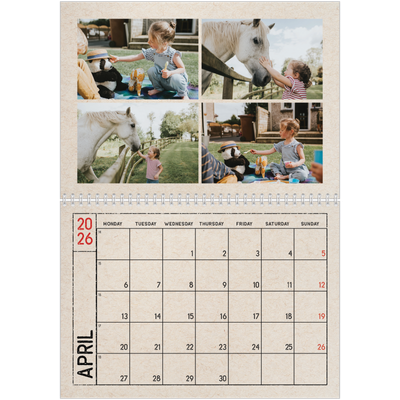A4 Double Photo Calendar — Craft stamp effect [April]