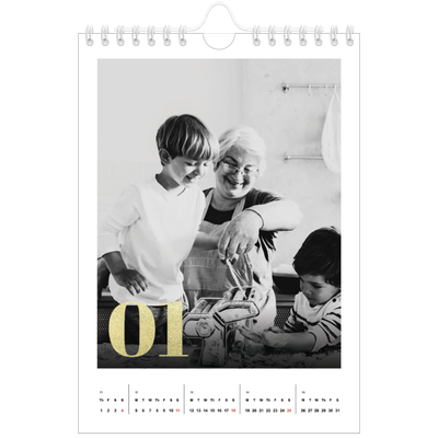 A5 Photo Calendar — Large glitter numbers [January]