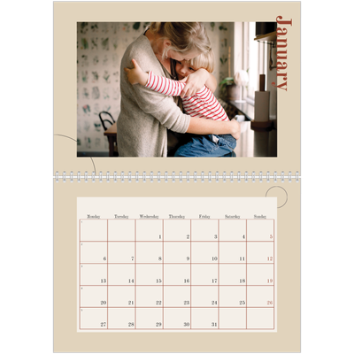 A4 Double Photo Calendar — Asymmetrical text [January]