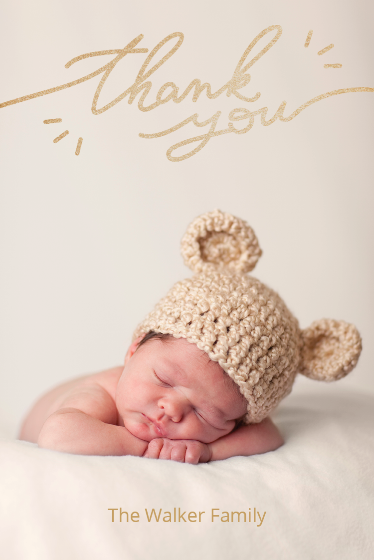 Thank you cards — Gold writing