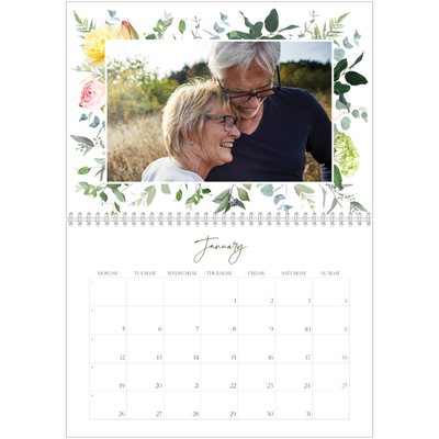 A4 Double Photo Calendar — Traditional flowers [January]