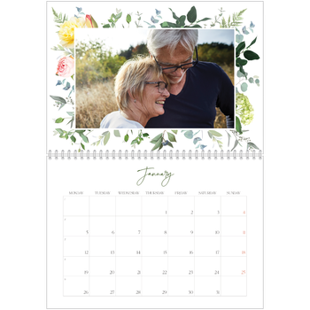 A4 Double Photo Calendar — Traditional flowers