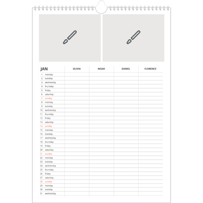 A3 Family Planner — Design your own planner - Family of 4 [January]