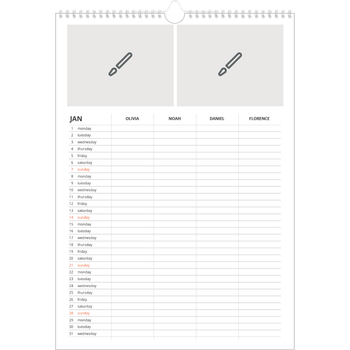 A3 Photo Calendar — Design your own planner - Family of 4
