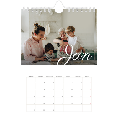 A5 Photo Calendar — Handwritten month [January]