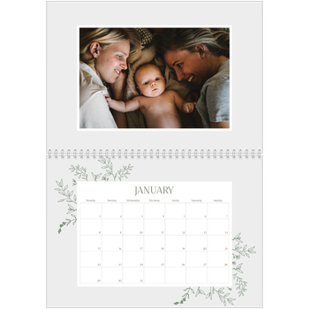 A4 Double Photo Calendar — Hand drawn flowers