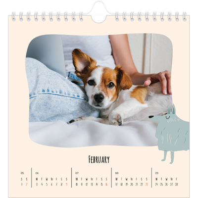 Square calendars  — Dog paws and doodles [February]