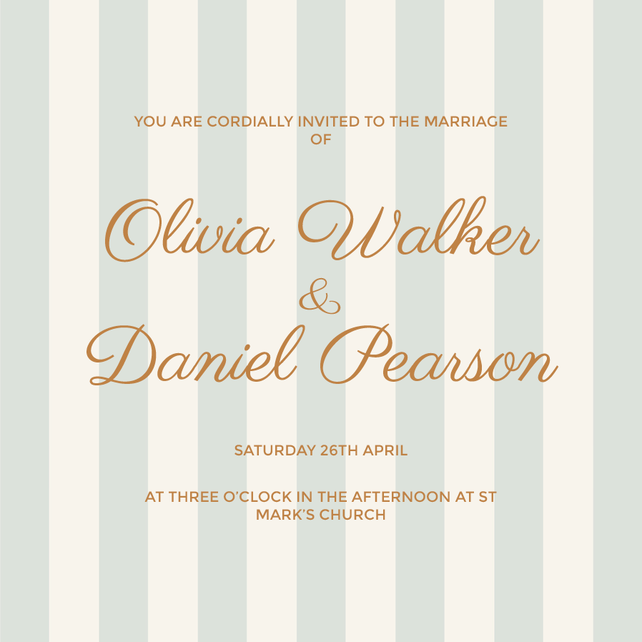 Invitations — Script and stripes