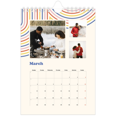 A5 Photo Calendar — Retro stripes [March]