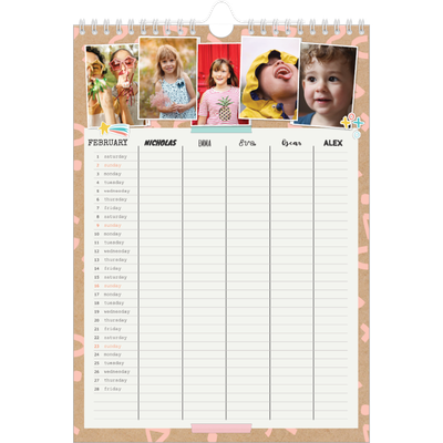 A4 Family Planner — Rustic Planner - Family of 5 [February]