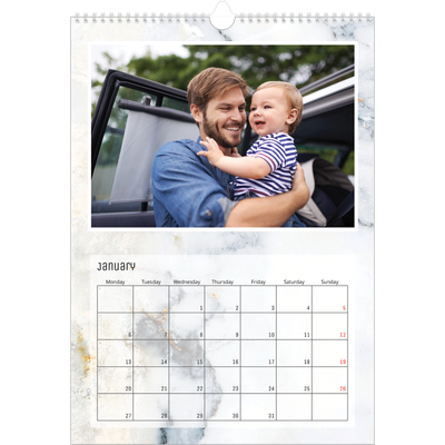 A3 photo calendars — Marble backgrounds [January]