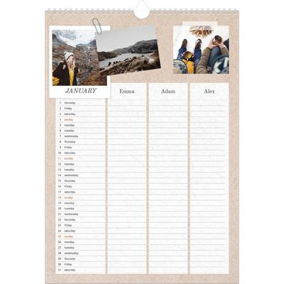 A3 Family Planner — Crafted Planner - Family of 3 [January]