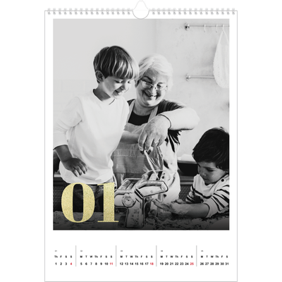 A3 photo calendars — Large glitter numbers [January]