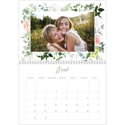 A4 Double Photo Calendar — Traditional flowers [March]