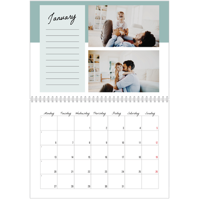 A4 Double Photo Calendar — List Calendar [January]