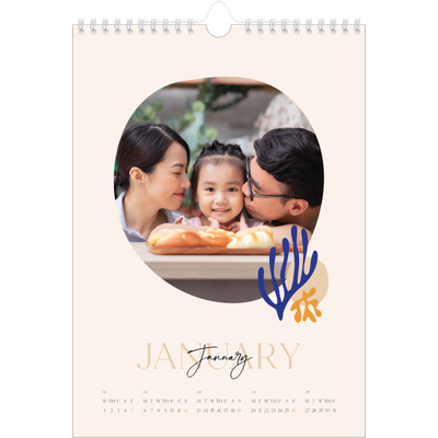 A4 Photo Calendar — Minimalist coral [January]