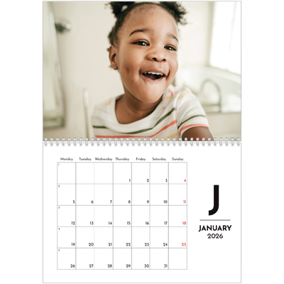 A4 Double Photo Calendar — Letter spotlight [January]