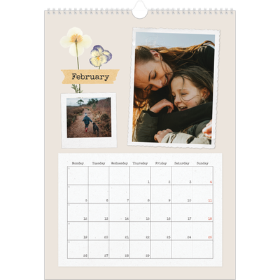 A3 photo calendars — Vintage scrapbooking [February]