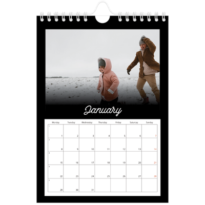 A5 Photo Calendar — Black minimal [January]