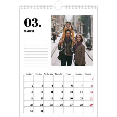 A4 Photo Calendar — Serif and moments [March]