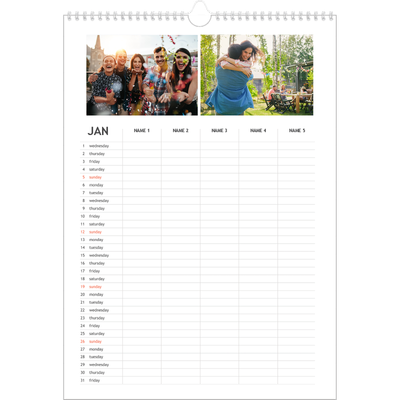 A3 Family Planner — Simple Planner - Family of 5 [January]