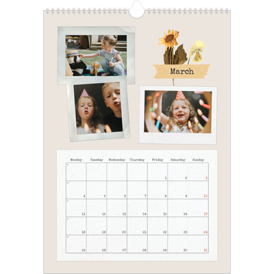 A3 photo calendars — Vintage scrapbooking [March]