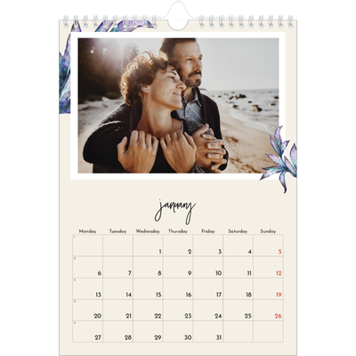 A4 Photo Calendar — Painted flowers [January]