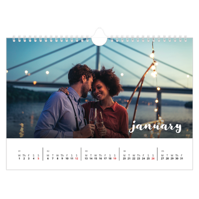 A4 Landscape Photo Calendar — Simple script [January]
