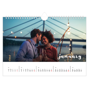 A4 Landscape Photo Calendar — Simple script