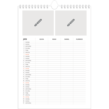 A4 Photo Calendar — Design your own planner - Family of 4