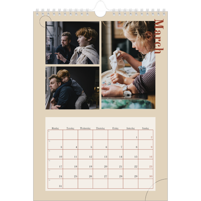 A4 Photo Calendar — Asymmetrical text [March]
