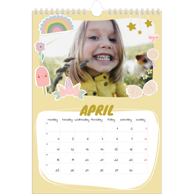 A4 Photo Calendar — Rainbow unicorn [April]
