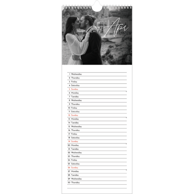 Slim Calendar  — Elegant script [April]