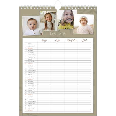 A4 Family Planner — Down to earth Planner - Family of 4 [January]