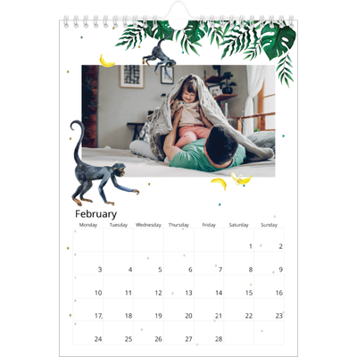 A4 Photo Calendar — Watercolour animals [February]