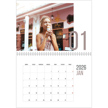 A4 Double Photo Calendar — Number months